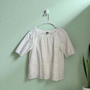 Talbots Women’s White Embroidered Cotton Blouse Size MP